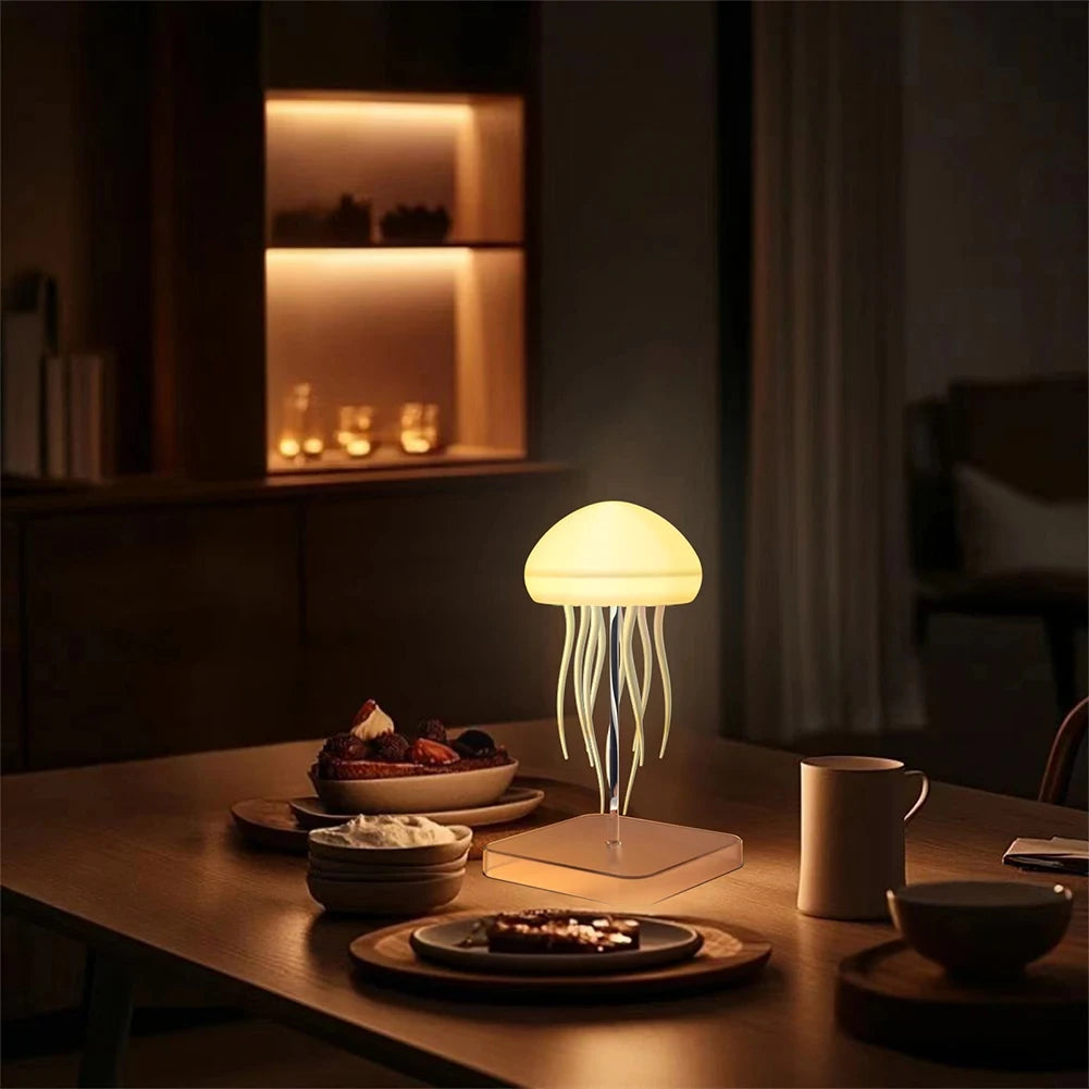 Jellyfish Cartoon LED Night Light RBG, Voice Controlled, Rotating Room Decor