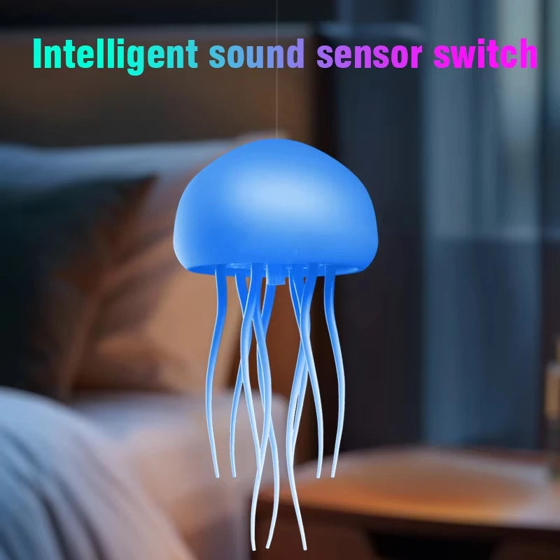 Jellyfish Cartoon LED Night Light RBG, Voice Controlled, Rotating Room Decor