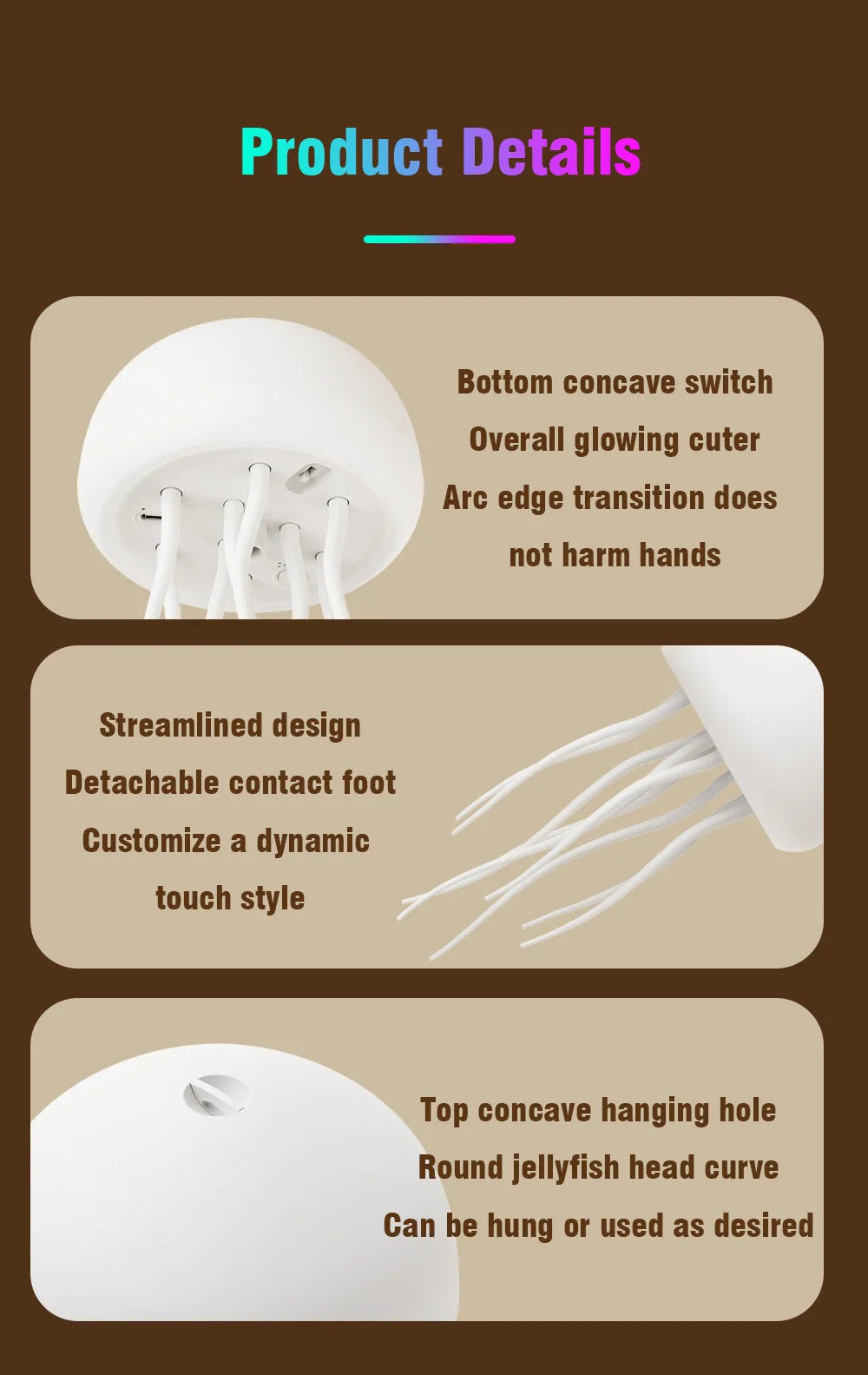 Jellyfish Cartoon LED Night Light RBG, Voice Controlled, Rotating Room Decor